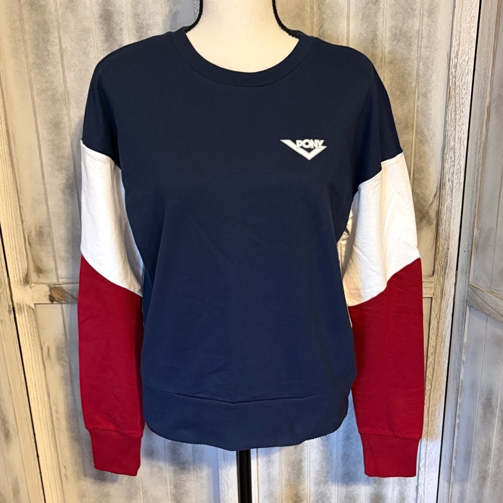 PONY Vintage Style Colorblock Crewneck  NWT